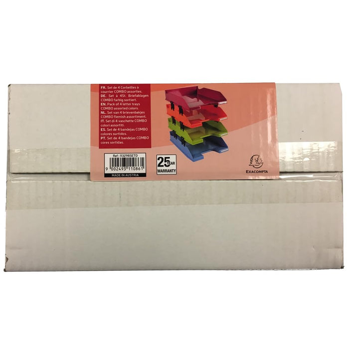 Exacompta Letter Tray Combo Polystyrene Assorted 25.4 x 24.3 x 34.6 cm Pack of 4