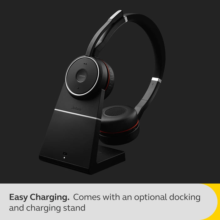 Jabra Evolve 75 SE MS Stereo - Headset - on-ear - Bluetooth - wireless - active noise cancelling - USB - with charging stand - Certified for Microsoft Teams - for LINK 380a MS