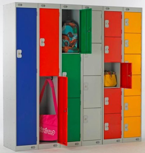 LINK51 Standard Mild Steel Locker with 6 Doors Standard Deadlock Lockable with Key 300 x 450 x 1800 mm Grey