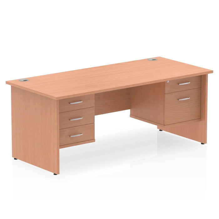Dynamic Rectangular Office Desk Beech MFC Panel End Leg Beech Colour Frame 1 x 2 Drawer 1 x 3 Drawer Fixed Ped 1800 x 800 x 730mm