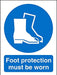 Mandatory Sign Foot Protection Must Be Worn Plastic 30 x 20 cm