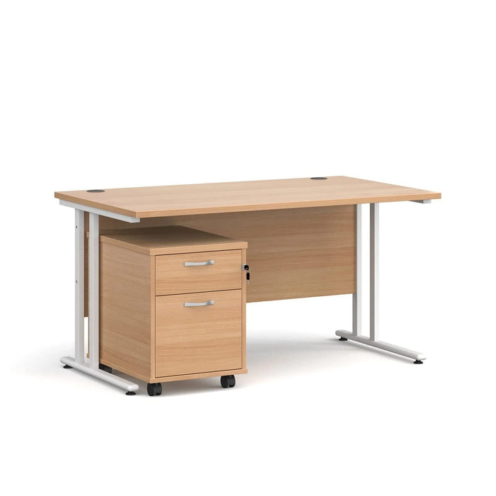 Dams International Straight Desk with 2 Drawer Pedestal SBWH214B 1,400 x 800 x 725 mm