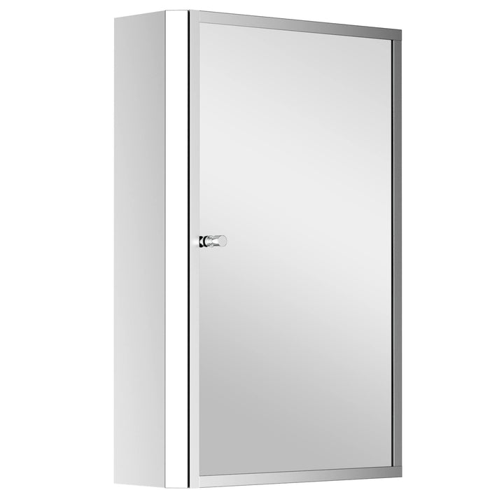 HOMCOM Mirror Cabinet 834-060 Glass, Stainless Steel Silver 400 mm x 130 mm x 600 mm