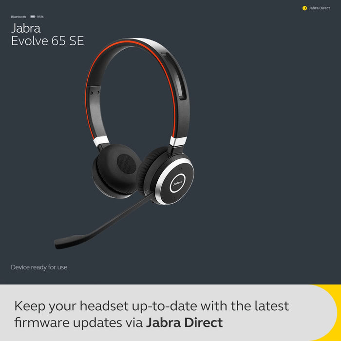 Jabra Evolve 65 SE MS Mono - Headset - on-ear - Bluetooth - wireless - USB - Certified for Microsoft Teams - for Jabra Evolve, LINK 380a MS