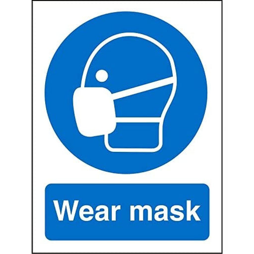 Mandatory Sign Mask Plastic Blue, White 30 x 20 cm