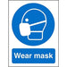 Mandatory Sign Mask Vinyl Blue, White 30 x 20 cm
