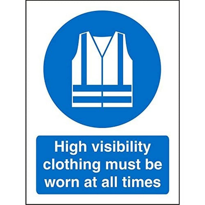 Mandatory Sign High Vis Clothing Must Be Worn Self Adhesive Plastic Blue, White 30 x 20 cm