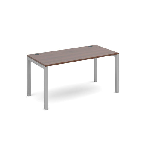 Dams International Rectangular Starter Unit Single Desk with Walnut Melamine Top and Silver Frame 4 Legs Connex 1400 x 800 x 725mm