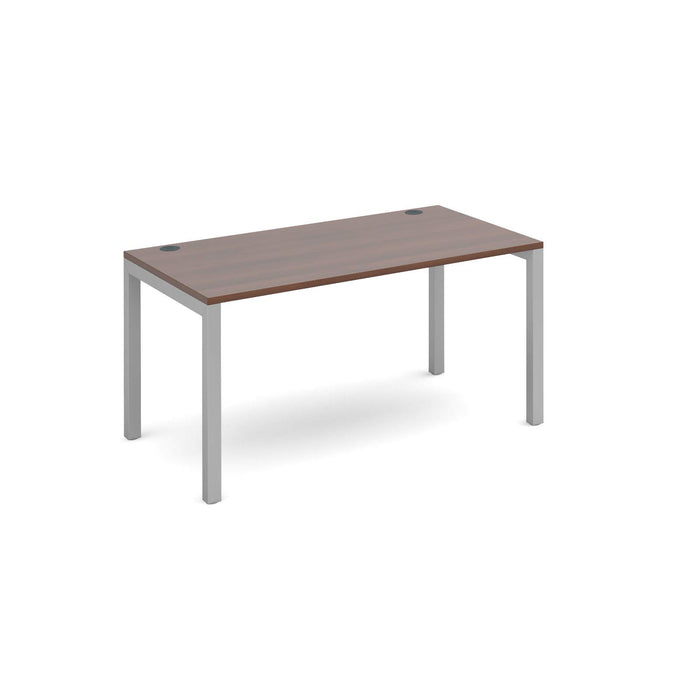 Dams International Rectangular Starter Unit Single Desk with Walnut Melamine Top and Silver Frame 4 Legs Connex 1400 x 800 x 725mm