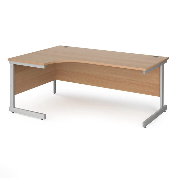 Left Hand Ergonomic Desk with Beech Coloured MFC Top and Silver Frame Cantilever Legs Contract 25 1800 x 1200 x 725 mm