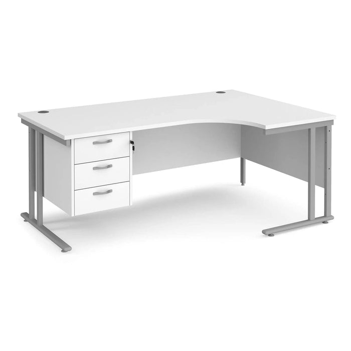 Dams International Right Hand Ergonomic Desk MC18ERP3SWH 1,800 x 1,200 x 725 x 800 - 990 mm