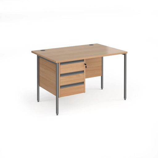 Dams International Straight Desk with Oak Coloured MFC Top and Graphite H-Frame Legs and 3 Lockable Drawer Pedestal Contract 25 1600 x 800 x 725mm