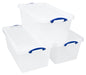 Really Useful Box Storage Box 82 L Transparent PP (Polypropylene) 33.5 x 82 x 44 cm Pack of 3