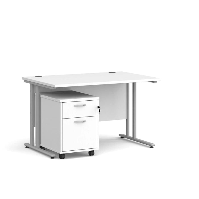 Dams International Straight Desk with 2 Drawer Pedestal SBS212WH 1,200 x 800 x 725 mm