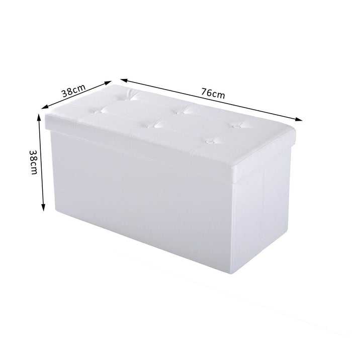 HOMCOM Folding Storage Ottoman Cream White