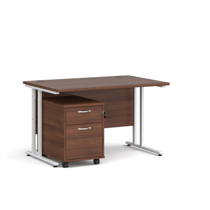 Dams International Straight Desk with 2 Drawer Pedestal SBWH212W 1,200 x 800 x 725 mm