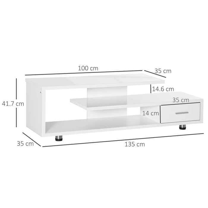 HOMCOM TV Stand Particleboard White 135 x 35 x 41.7 cm