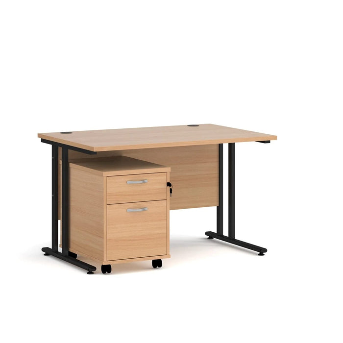 Dams International Straight Desk with 2 Drawer Pedestal SBWH214WH 1,400 x 800 x 725 mm
