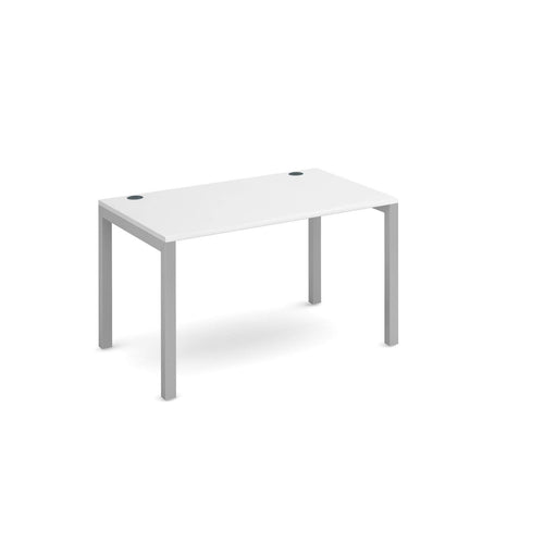 Dams International Rectangular Starter Unit Single Desk with White Melamine Top and Silver Frame 4 Legs Connex 1200 x 800 x 725mm