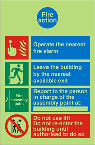 Fire Action Sign Plastic Assorted 30 x 20 cm