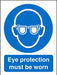 Mandatory Sign Eye Protection Must Be Worn Vinyl Blue, White 30 x 20 cm