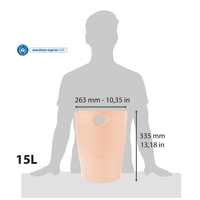 Exacompta Aquarel Waste Bin 45361D PP (Polypropylene) Pastel Coral 263 x 335 x 335 mm