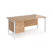 Rectangular Straight Desk Beech Wood H-Frame Legs White Maestro 25 1600 x 800 x 725mm 3 Drawer Pedestal