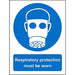 Mandatory Sign Respirator vinyl Blue, White 30 x 20 cm