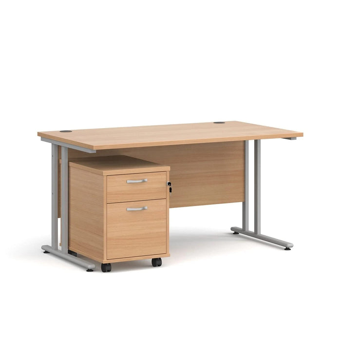 Dams International Straight Desk with 2 Drawer Pedestal SBS214B 1,400 x 800 x 725 mm