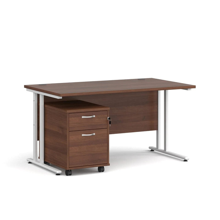 Dams International Straight Desk with 2 Drawer Pedestal SBWH214W 1,400 x 800 x 725 mm