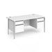 Dams International Straight Desk with White MFC Top and Silver H-Frame Legs and 2 x 2 Lockable Drawer Pedestals CH16S22-S-WH 1600 x 800 x 725mm