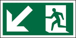 Fire Exit Sign with Down Left Arrow Vinyl 10 x 20 cm