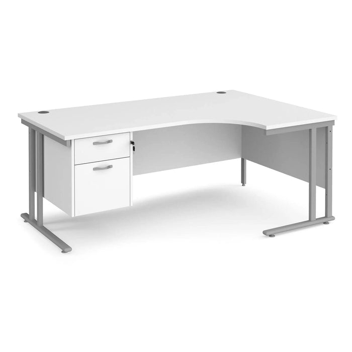 Dams International Right Hand Ergonomic Desk MC18ERP2SWH 1,800 x 1,200 x 725 x 800 - 990 mm