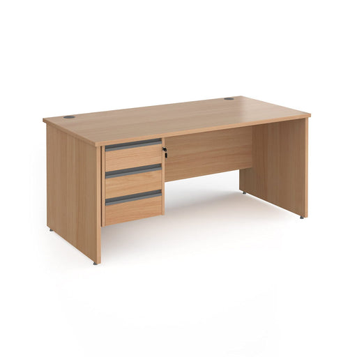 Dams International Straight Desk with Oak Coloured MFC Top and Graphite Frame Panel Legs and 3 Lockable Drawer Pedestal Contract 25 1600 x 800 x 725mm