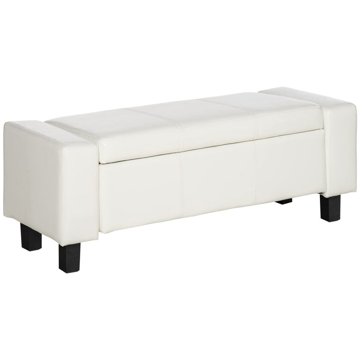 HOMCOM Ottoman Faux Leather Bench White