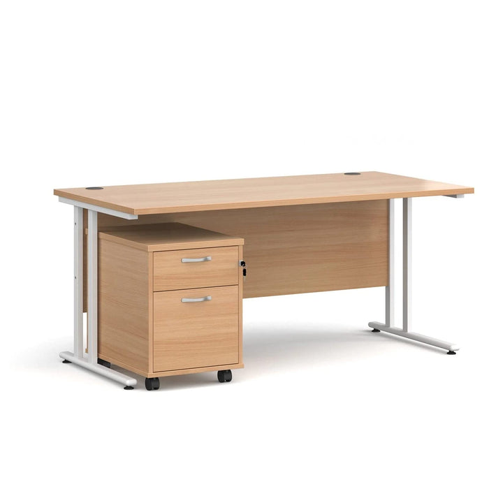 Dams International Straight Desk with 2 Drawer Pedestal SBWH216B 1,600 x 800 x 725 mm
