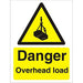 Warning Sign Overhead Load Plastic 20 x 15 cm