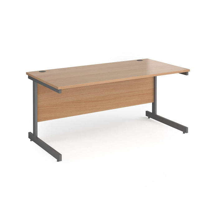Rectangular Straight Desk with Beech Coloured MFC Top and Graphite Frame Cantilever Legs Contract 25 1600 x 800 x 725mm