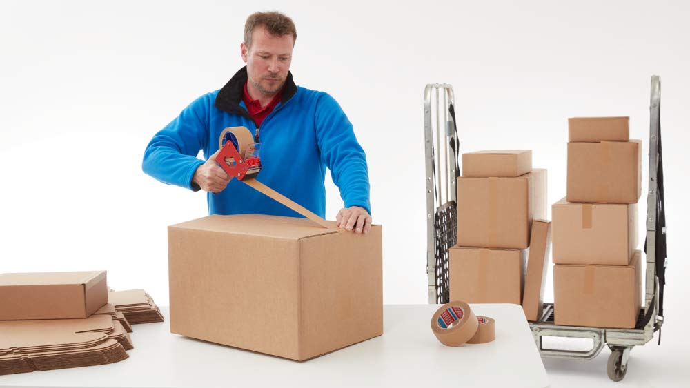 tesa Packing Tape Dispenser tesapack PVC Blue, Red 199 mm (W) x 66 m (L) Metal, Plastic 4120