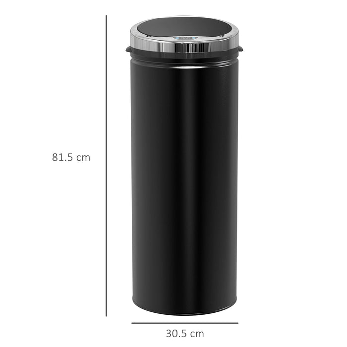 HOMCOM Trash Can Stainless Steel Black 30.5 x 81.5 cm