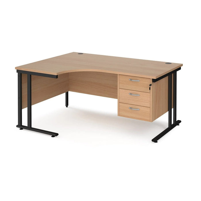 Dams International Left Hand Ergonomic Desk MC16ELP3KB 1,600 x 1,200 x 725 x 800 - 990 mm