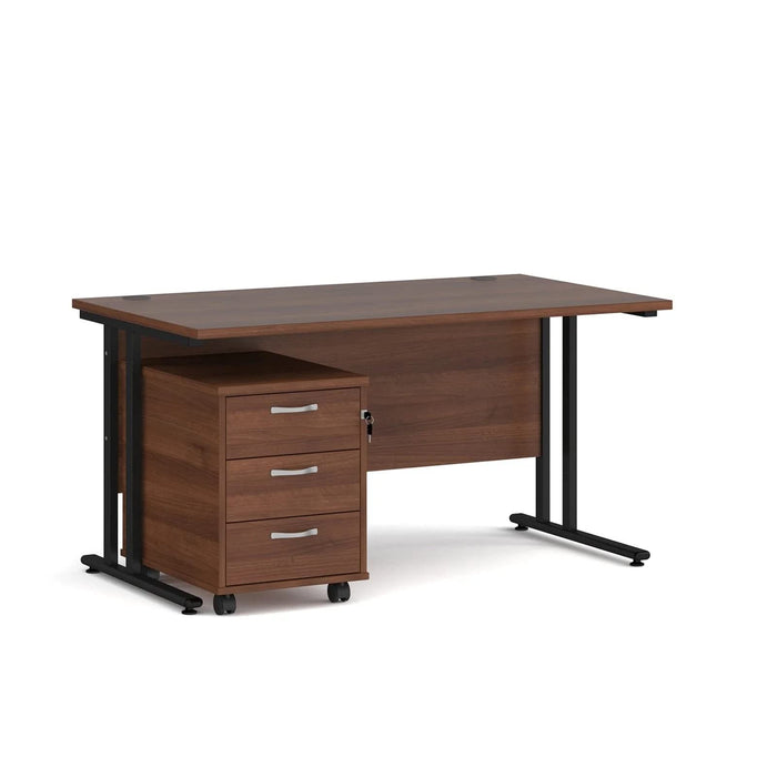 Dams International Straight Desk with 3 Drawer Pedestal SBK314W 1,400 x 800 x 725 mm