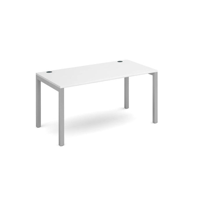 Dams International Rectangular Starter Unit Single Desk with White Melamine Top and Silver Frame 4 Legs Connex 1400 x 800 x 725mm