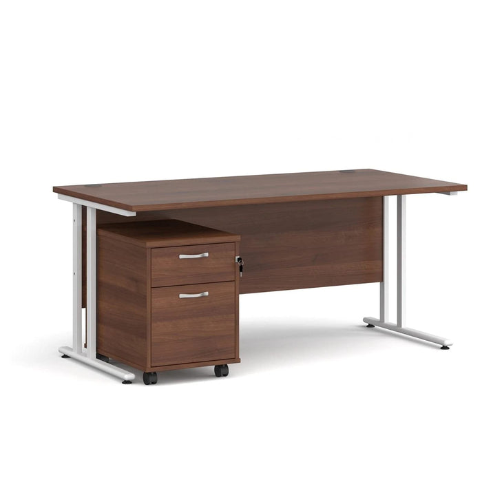 Dams International Straight Desk with 2 Drawer Pedestal SBWH216W 1,600 x 800 x 725 mm
