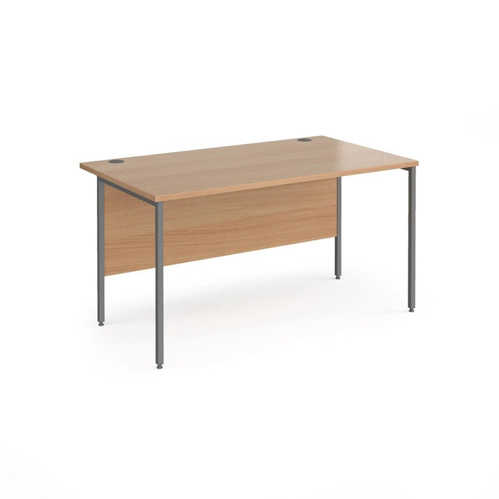 Rectangular Straight Desk with Beech Coloured MFC Top and Graphite H-Frame Legs Contract 25 1400 x 800 x 725mm
