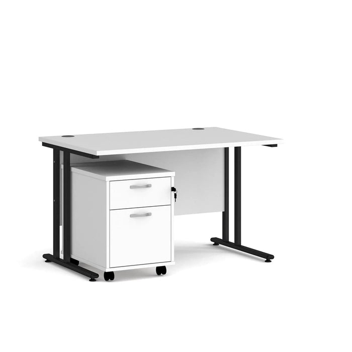 Dams International Straight Desk with 2 Drawer Pedestal SBK212WH 1,200 x 800 x 725 mm