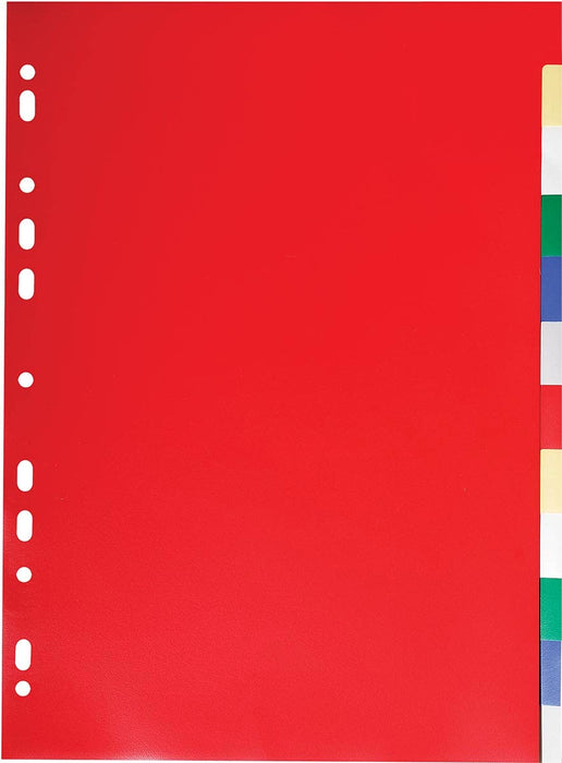 Exacompta Blank Dividers A4 Assorted Multicolour 12 Part PP (Polypropylene) 11 Holes 3012E Pack of 50