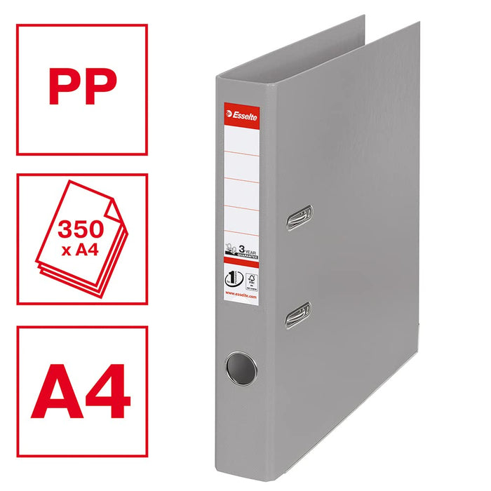 Esselte Lever Arch File No.1 PP A4 50mm Grey (Pack 10) - 811480