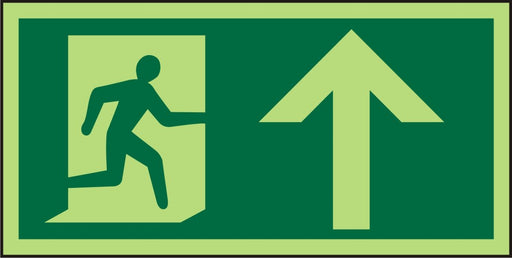 Fire Exit Sign Up Arrow Vinyl Green 10 x 20 cm