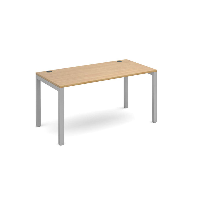 Dams International Rectangular Starter Unit Single Desk with Oak Coloured Melamine Top and Silver Frame 4 Legs Connex 1400 x 800 x 725mm